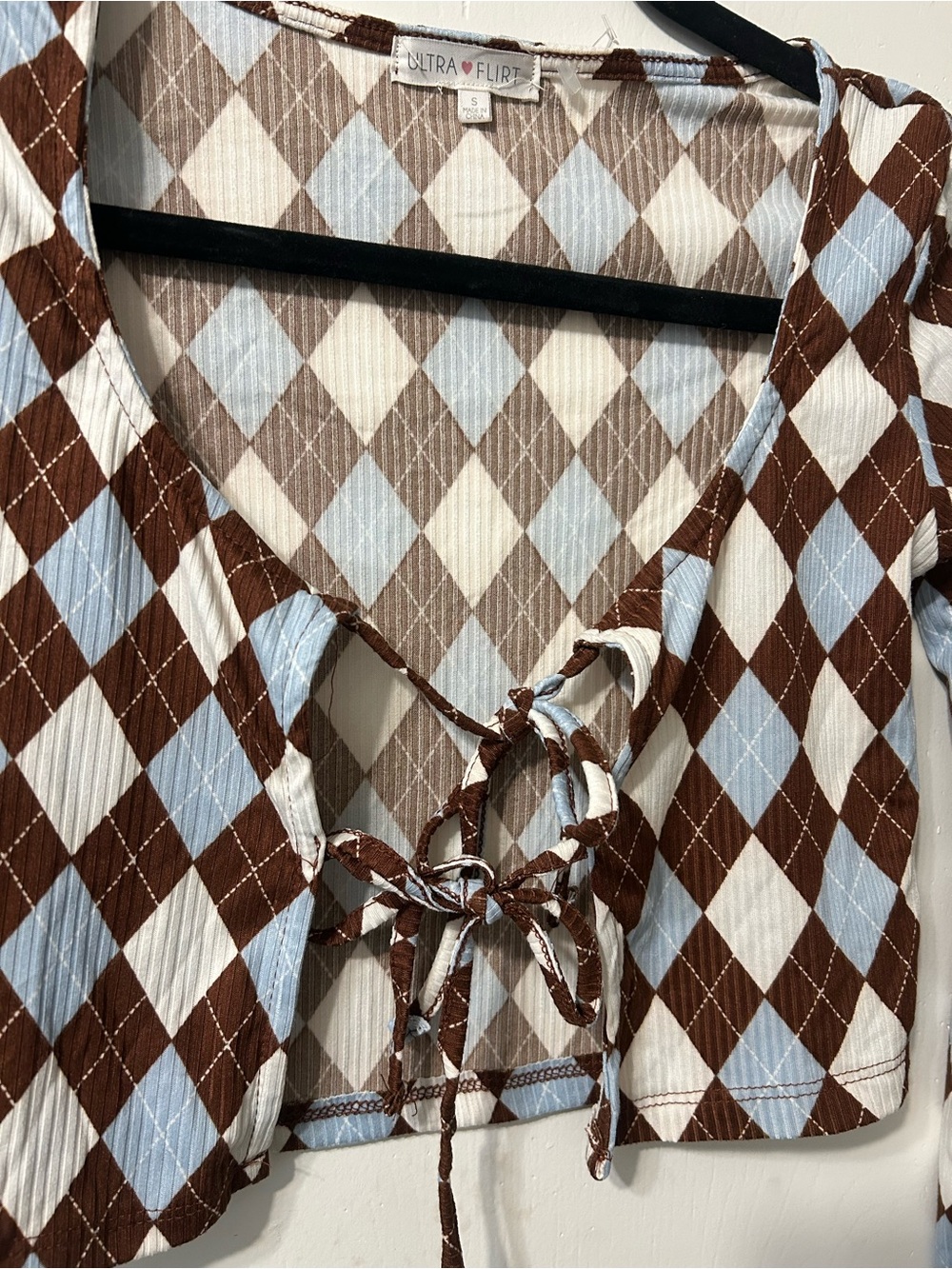 Ultra Flirt Long Sleeve Argyle Top Set - Picture 4 of 5
